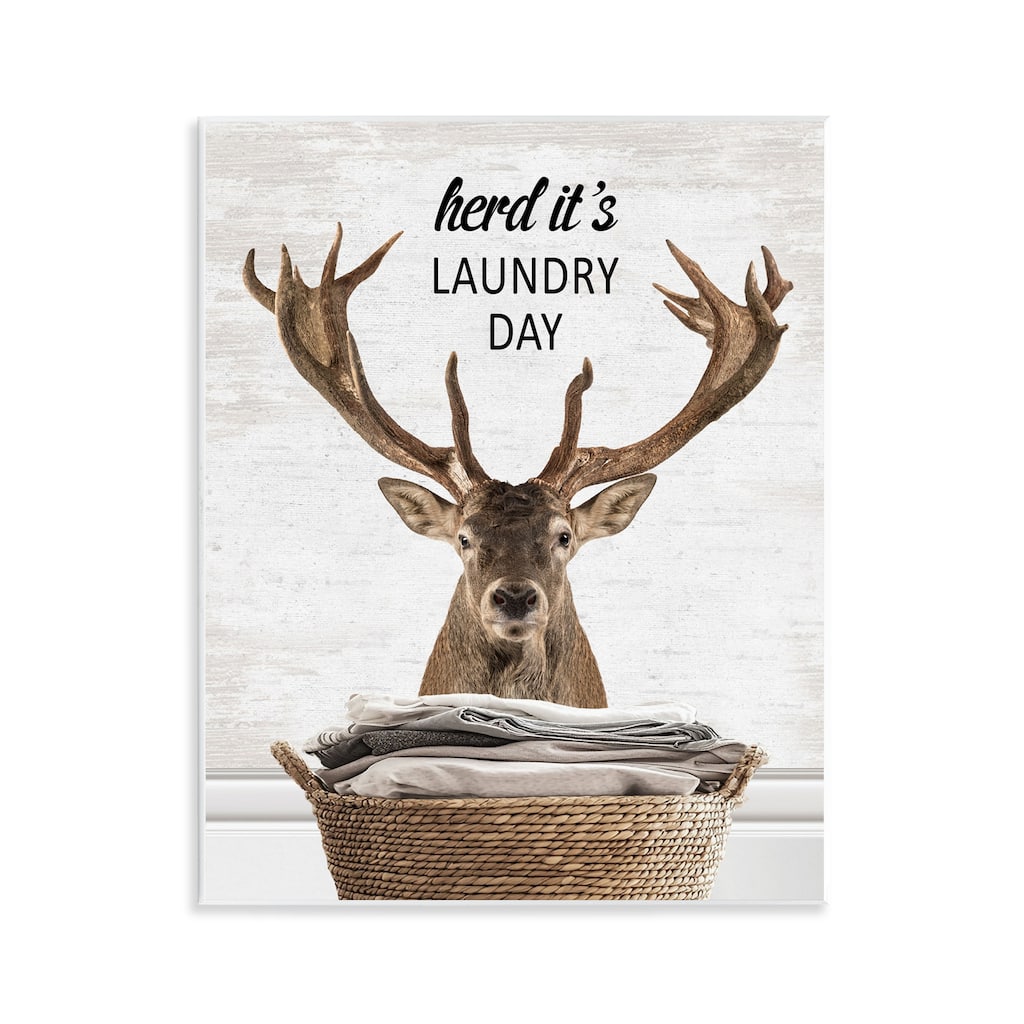 Stupell Herd It's Laundry Day Elk Wall Plaque Art Design By Lettered and Lined