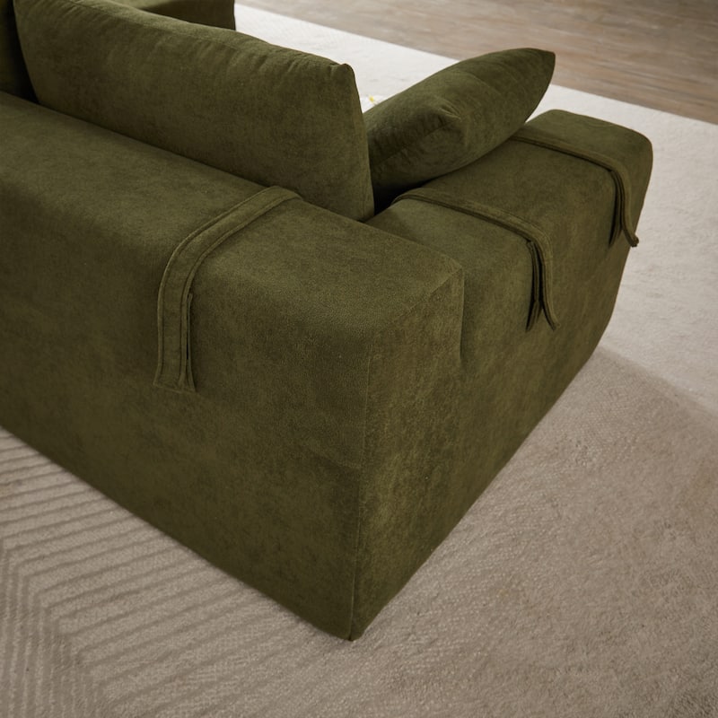 108" Chenille L-Shaped Modular Sectional Sofa with 6 Pillows