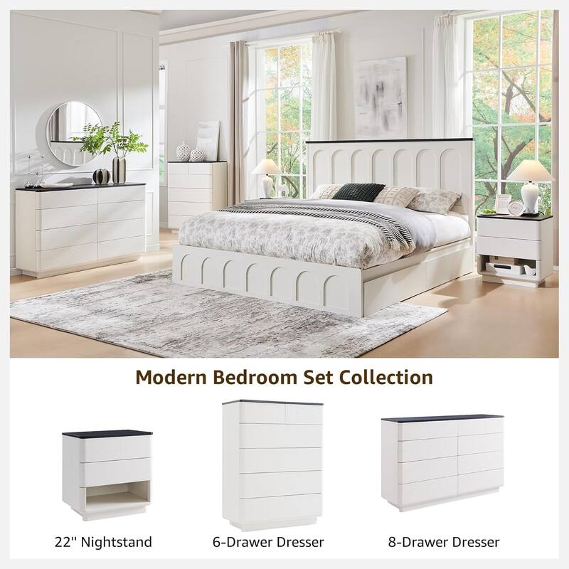 Modern Nightstand With Charging Station, Wooden Side Table, End Table