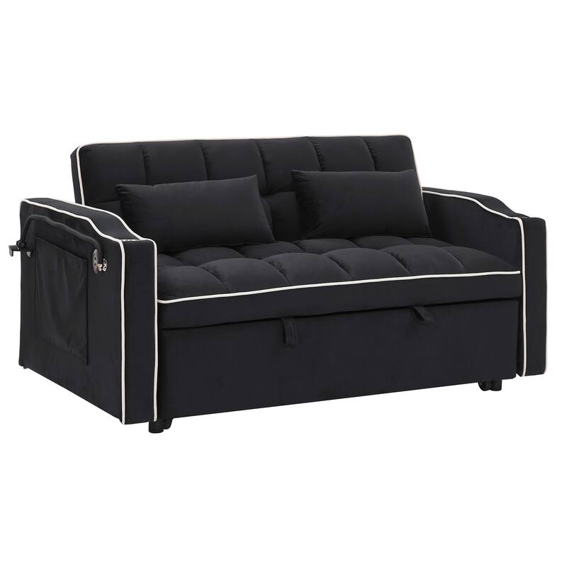 Multifunctional folding sofa bed modern design - Black