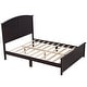 preview thumbnail 14 of 30, Farmhouse Wooden Platform Full Size Bed With Curl Design Headboard And Footboard For Teenager, Espresso