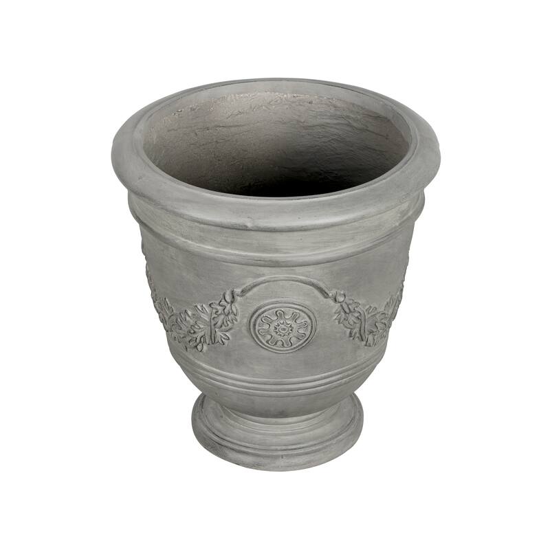 Christopher Knight Home - Jinni Classical 18.11"H Outdoor Pedestal Urn Planter with Garland-Carved Design