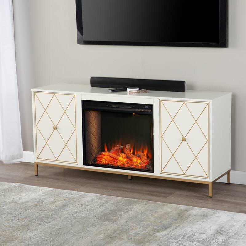 SEI Furniture Marradi Modern Media TV Stand with Storage & Electric Fireplace Insert