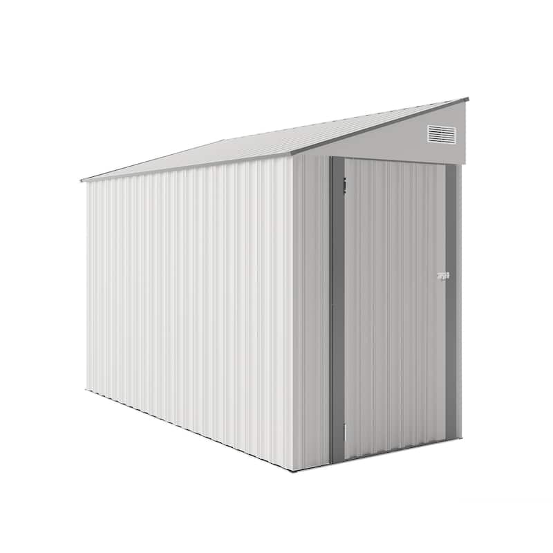 Durable Storage Shed with Single-Hinge Door - White
