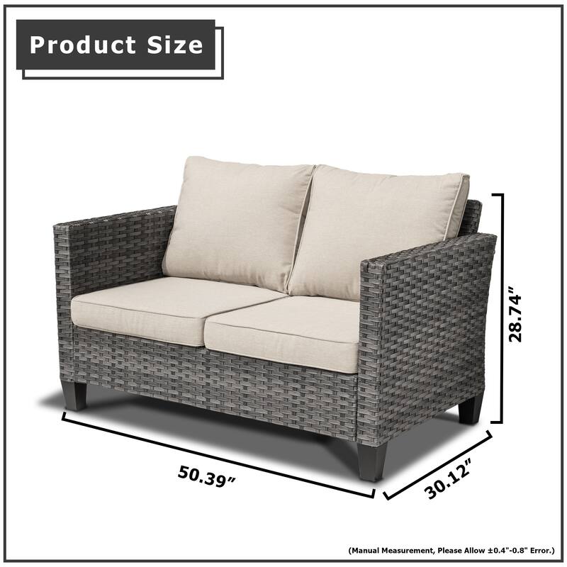 XIZZI Outdoor Rattan Wicker Loveseat with Cushions