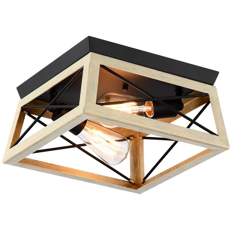 2 Light Farmhouse Flush Mount Ceiling Light