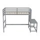 preview thumbnail 7 of 8, Twin High Loft Bed with Ladder landing Platform and Guardrails, Grey