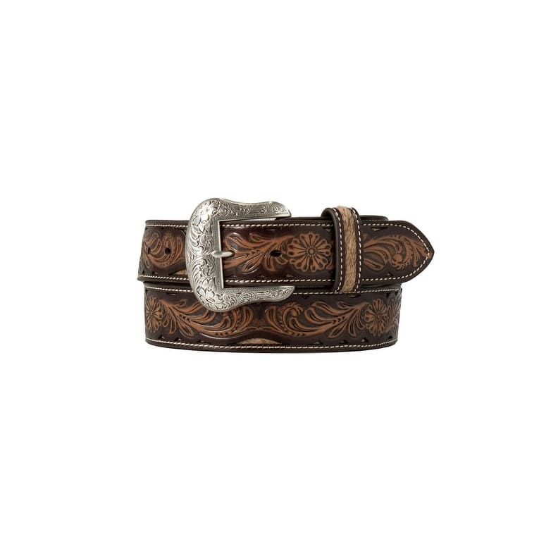 Nocona Western Belt Mens Floral Embossed Calf Hair Body N210008347