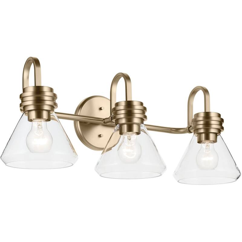 Kichler 55155CLR Farum 3 Light 26" Wide Vanity Light with Clear Glass - Champagne Bronze