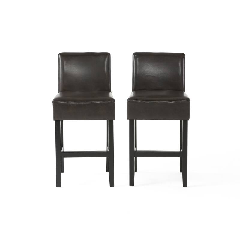 26-inch Brown Leather Counter stools (Set of 2)