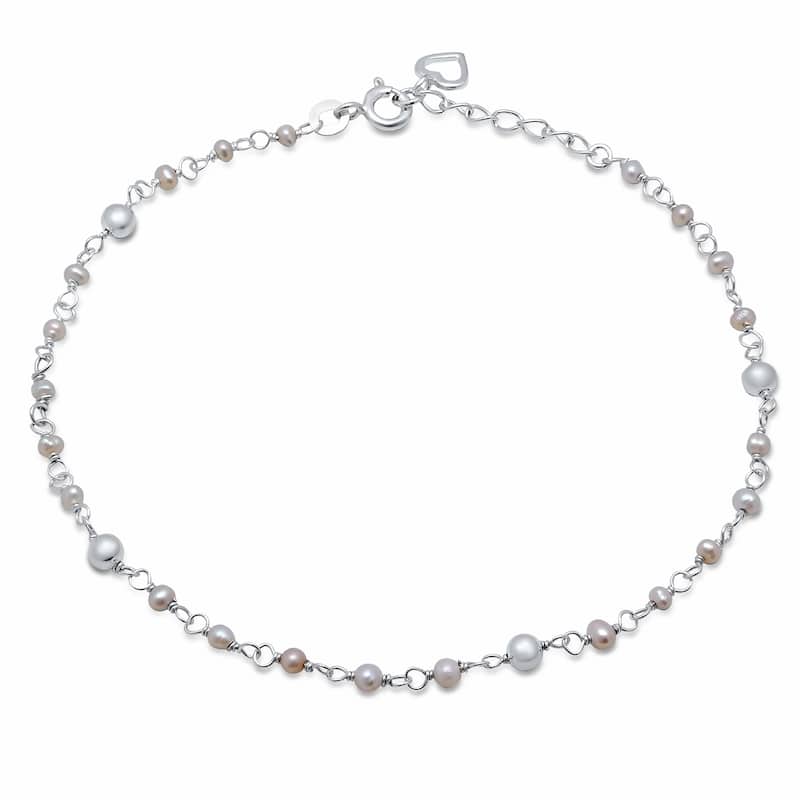 Roberto Martinez Sterling Silver Freshwater Pearl Anklet