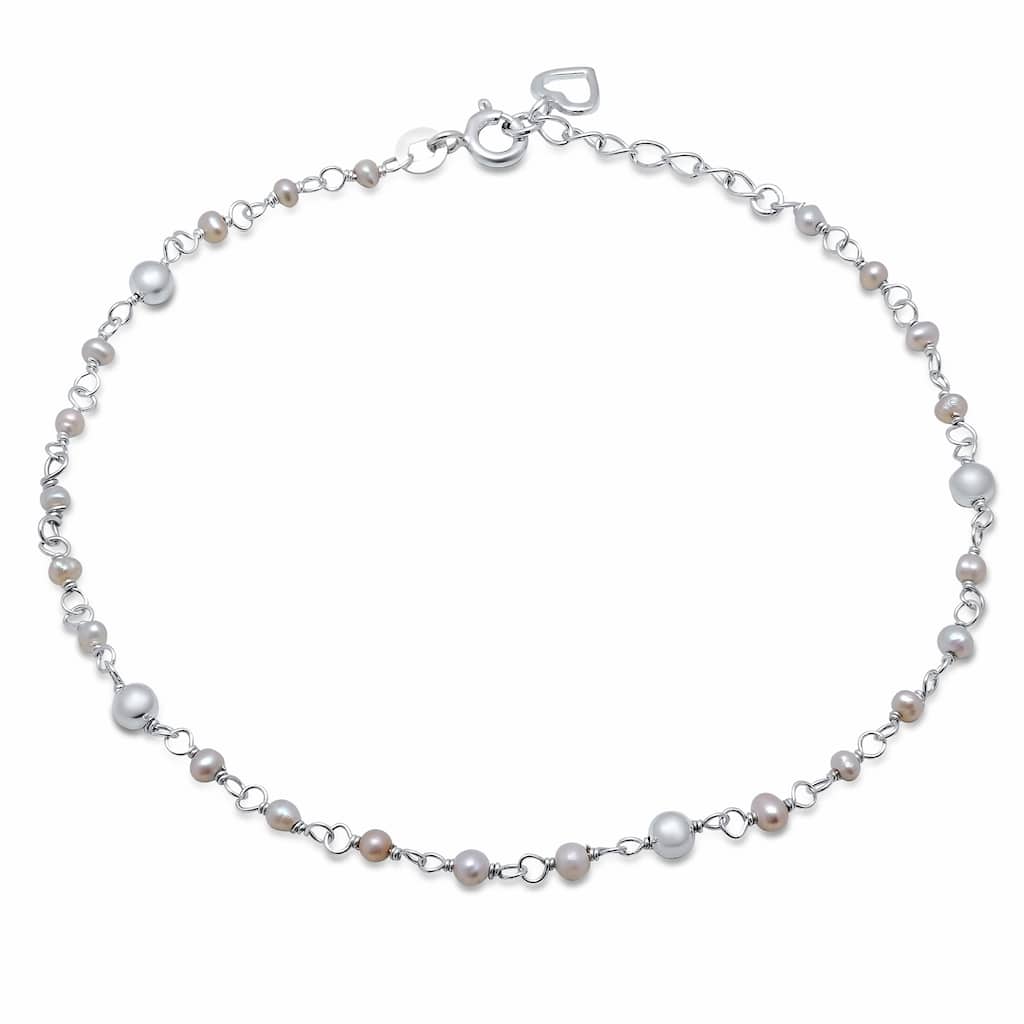 Roberto Martinez Sterling Silver Freshwater Pearl Anklet