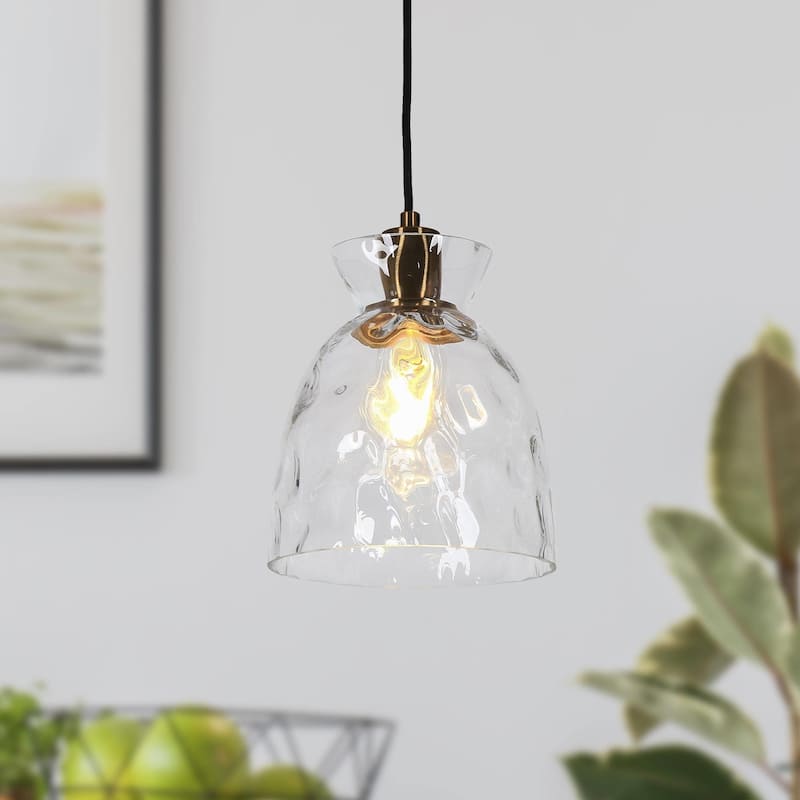 Marsie Modern Hammered Glass Pendant Light Contemporary Art Kitchen Island Ceiling Lamp
