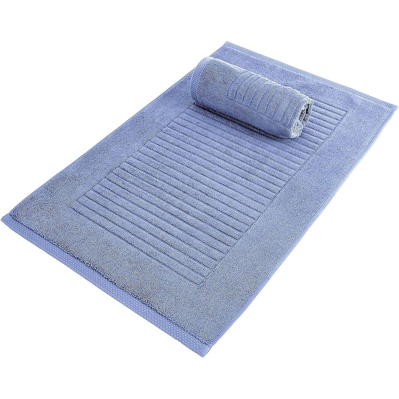 Brampton Plush Absorbent Non-Slip Cotton Bath Mat Set of 2 - Blue