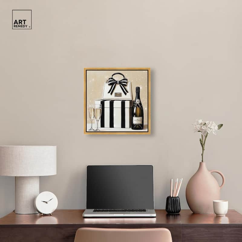 Black and White Striped Glam Canvas by Art Remedy