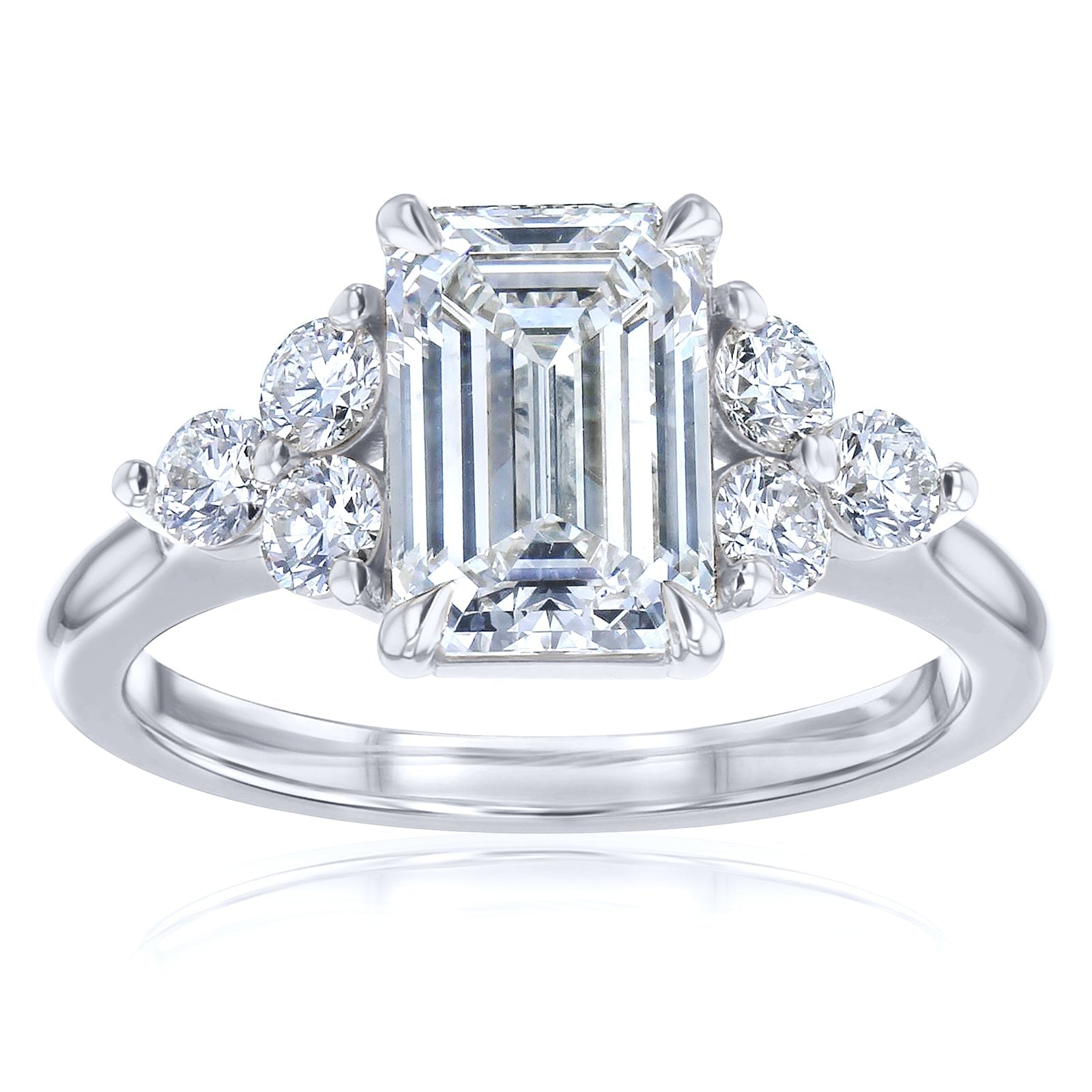 Kobelli 2.5 Carats Emerald Diamond 14k Solid Gold Side Cluster Engagement Ring (Certified, EF/VS, Lab Grown)