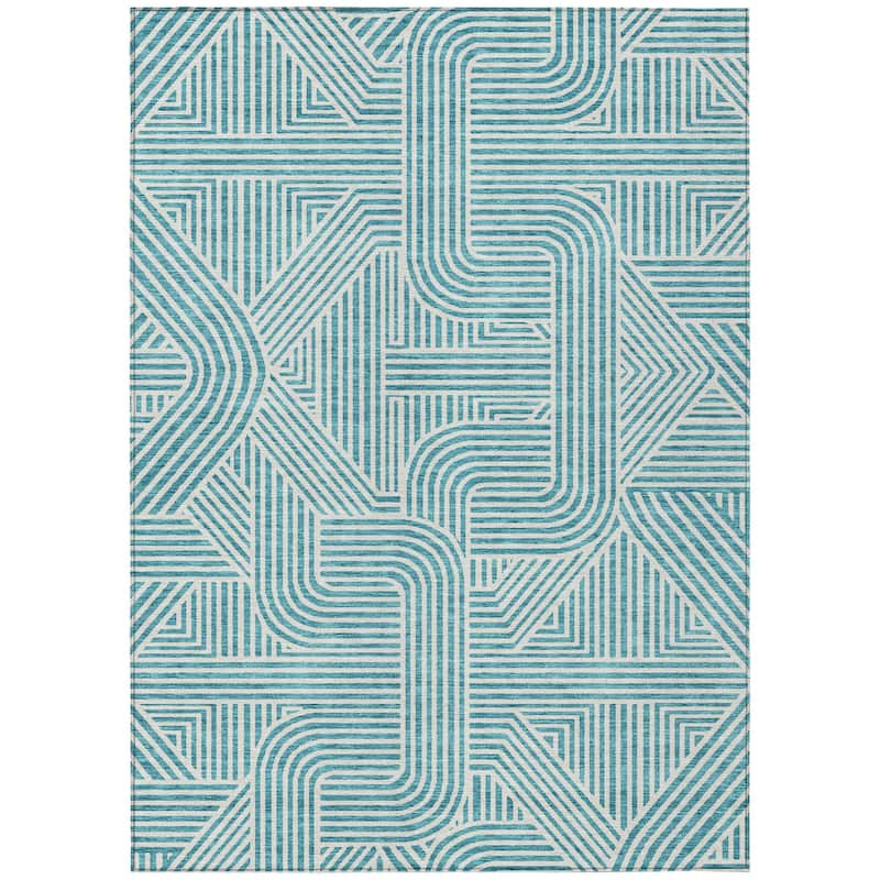 HomeRoots Abstract Transitional Rectangle Outdoor Rug