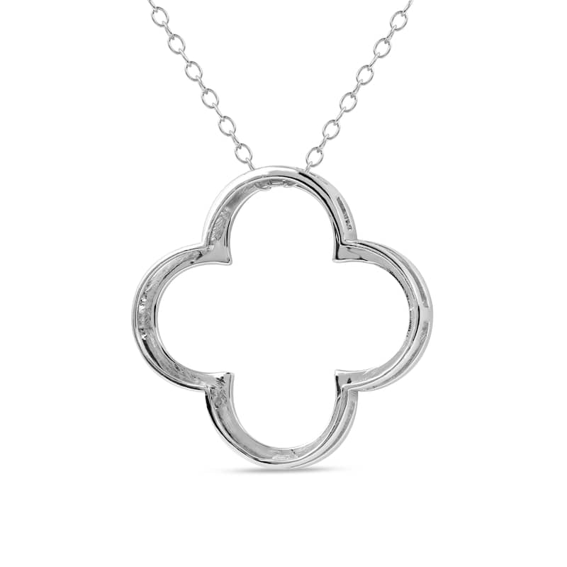 1/6ct - 1ct TDW Diamond 14K Gold Open Clover Pendant Necklace for Women