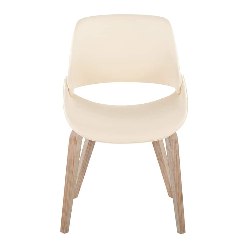 Carson Carrington Svellingen Dining Chair with Bent Wood Legs (Set of 2) - Cream Faux Leather/White Washed Wood