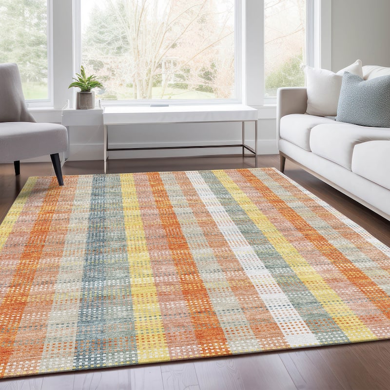 Premium Washable Super Soft Modern Plaid Mayfield Rug