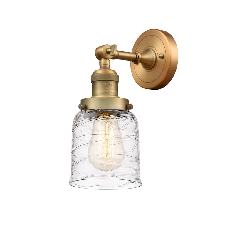 Innovations Lighting 203-10-5 Bell Sconce Bell 10" Tall Wall Sconce - Brushed Brass / Deco Swirl