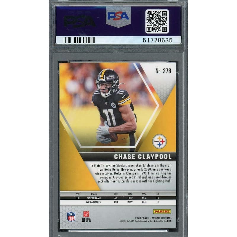 Chase Claypool 2020 Panini Mosaic Football Rookie Card RC #278 PSA 10 - 8'6" x 11'6"
