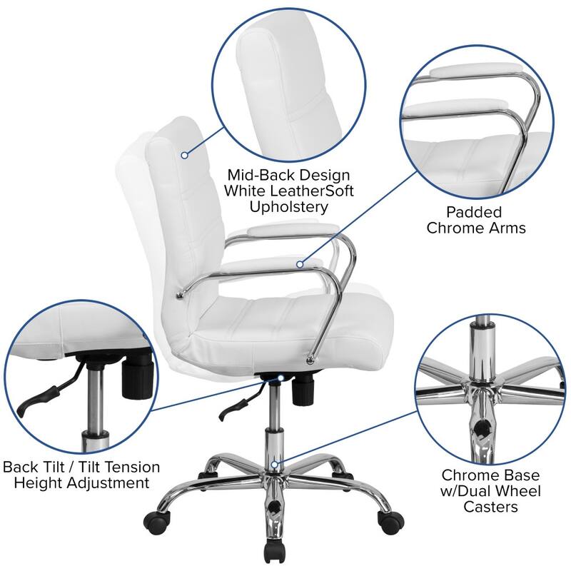 Upholstered Executive Swivel Office Chairs with Chrome Frame/Arms-4 Pack - 23"W x 24"D x 37" - 40.75"H