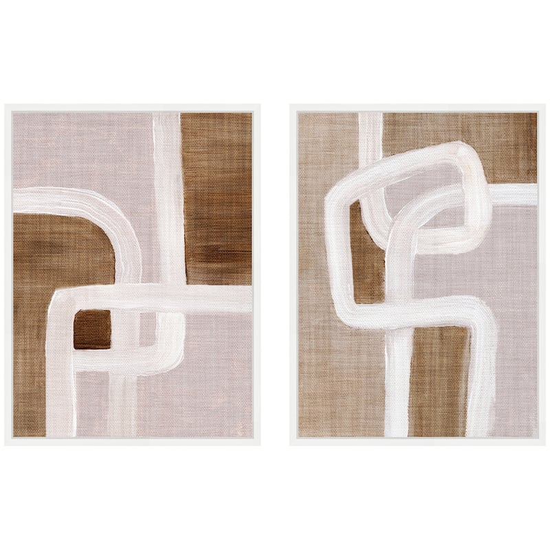 Kate and Laurel Sylvie Rhythmic Lines I and II Framed Canvas Art Set by Nikita Jariwala