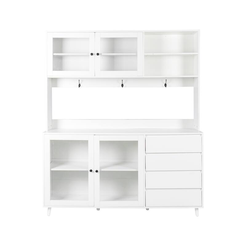 Freestanding Kitchen Pantry Kitchen Hutch Cabinet with Doors and Drawers