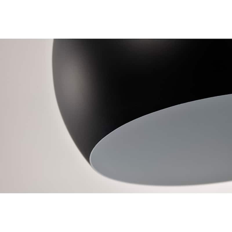 1-Light Matte Black and Brushed Nickel Modern Pendant Light With Metal Shade