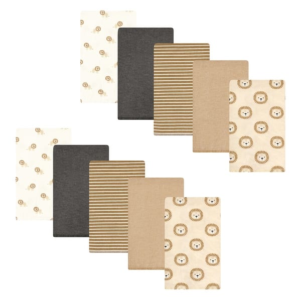 slide 1 of 1, Hudson Baby Cotton Flannel Burp Cloths, Brave Lion 10-Pack, One Size - Brave Lion 10-Pack - One Size One Size - Brave Lion 10-Pack