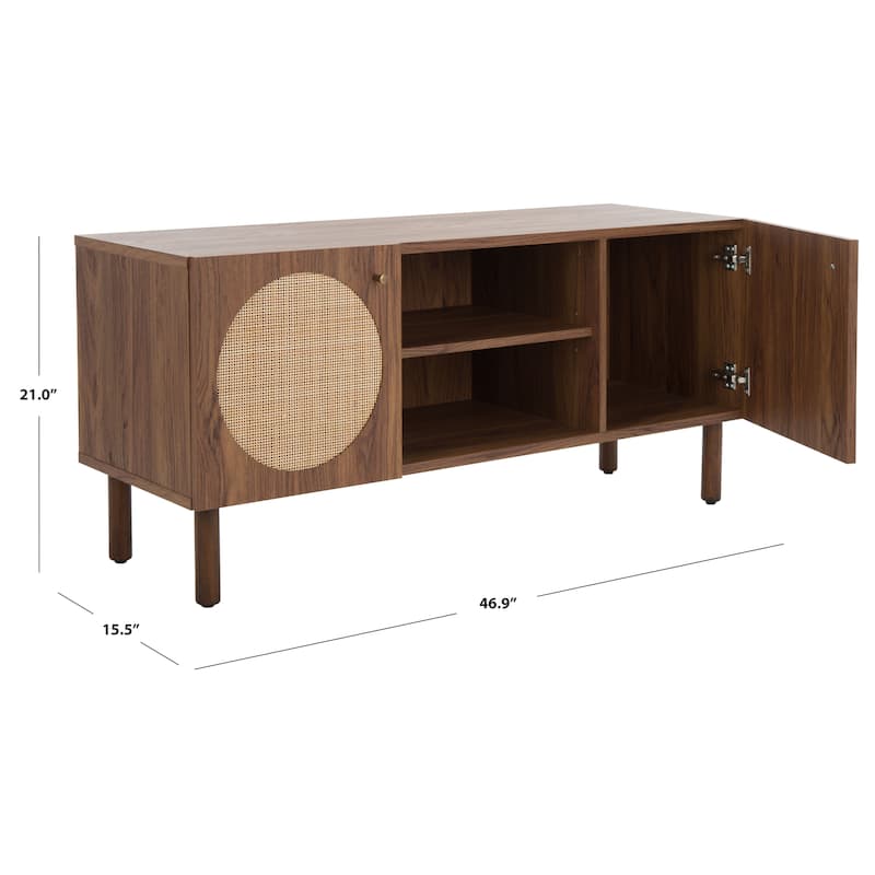 SAFAVIEH Kayleigh 2 Door 2-Shelf Media Stand - 47" W x 16" D x 21" H - 47Wx15Dx21H - Walnut