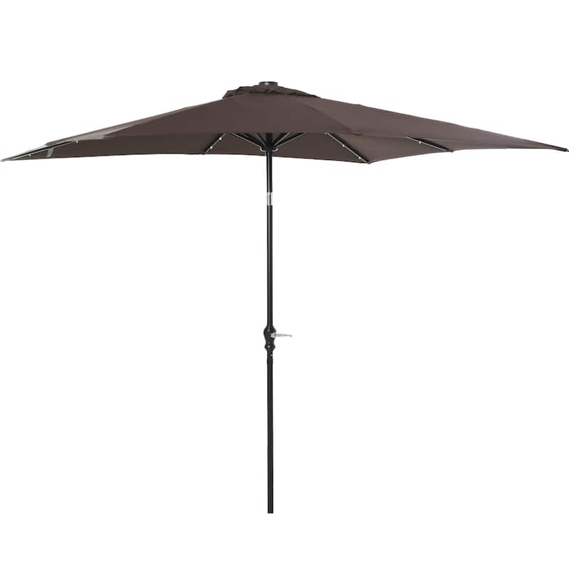 Outdoor LED Lighted 9' x 7' Solar Umbrella with Tilt and Crank
