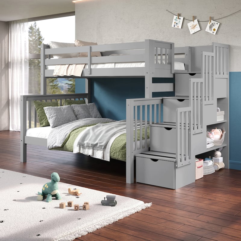Taylor & Olive Trillium Twin over Full Stairway Bunk Bed