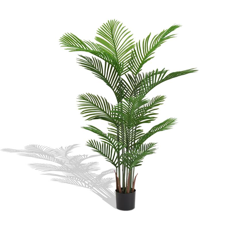 Artificial Areca Palm Plant, 5.2ft Tall Faux Tropical Dypsis Lutescens Tree in Pot, 2pcs/set