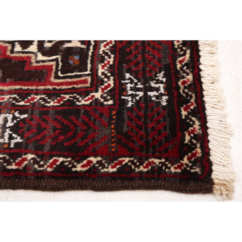 ECARPETGALLERY Hand-knotted Baluch Dark Brown Wool Rug - 3'0 x 5'9