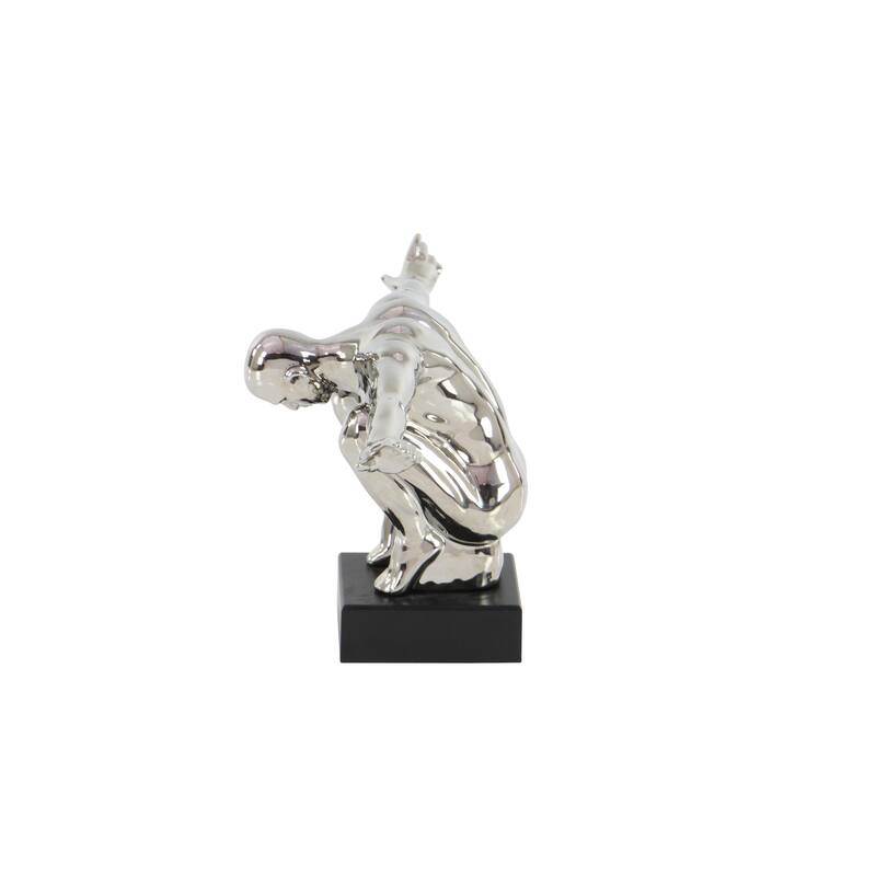 Silver Porcelain Ceramic Diver Decorative Sculpture