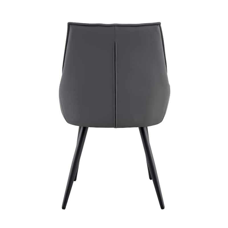 Faux Leather Dining Chairs Set of 4, Modern Upholstered Side Chairs with Gold Mesh Accents and Metal Legs