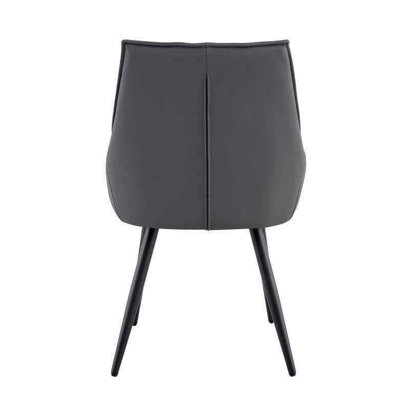 Set of 4 Side Chair Dark Gray Dining Chair Kitchen Chair Simple Leather Chair Flat Back Upholstered Chair