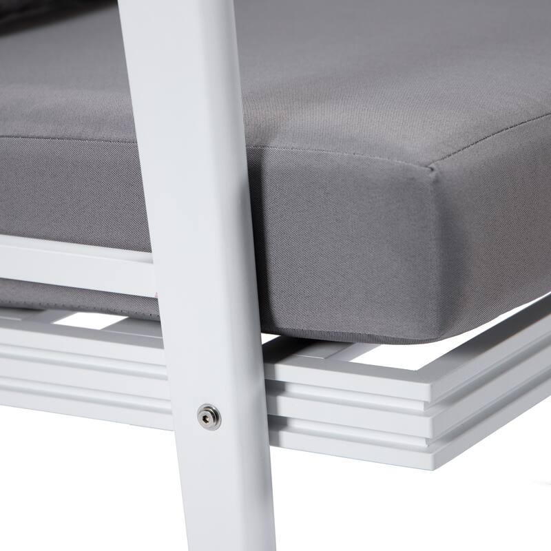 Walbrooke Outdoor Patio Furniture Set with Aluminum Frame Polyester Upholstered Seating and 37000 BTU Propane Burner