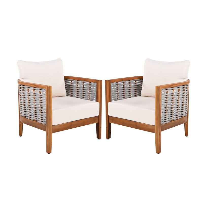Christopher Knight Home - Lysander Outdoor Acacia Wood Tub Design Armchair with Woven Rope