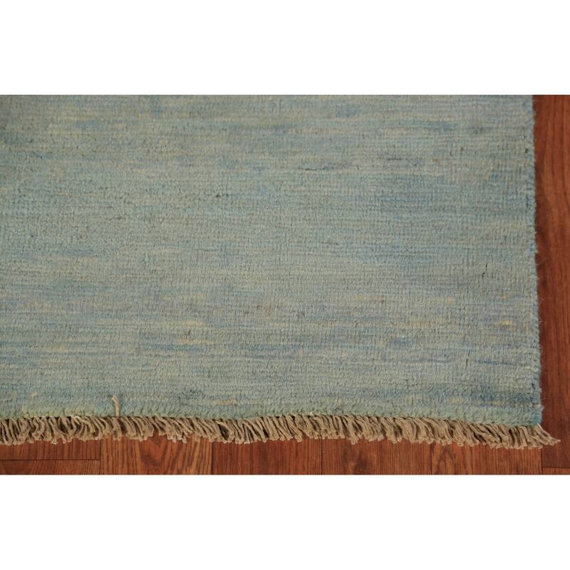 Light Green & Blue Modern Gabbeh Oriental Rug Handmade Wool Carpet - 4'8" x 6'4"