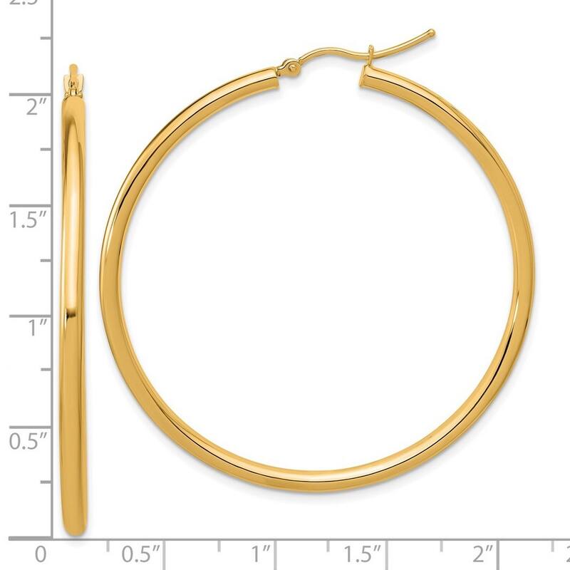 Curata 14k Yellow Gold Polished Lightweight Tube Hoop Earrings - 53x53mm