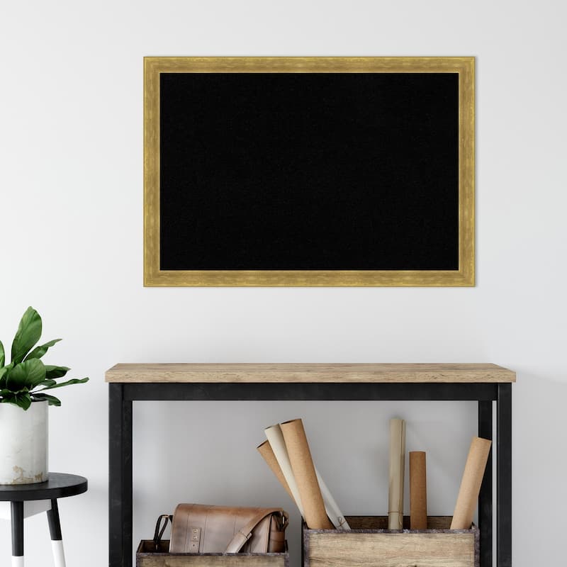 Angled Gold Wood Framed Black Corkboard Bulletin Board, Organization Board, Pin Board