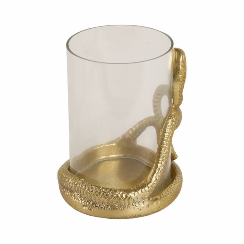Modern Metal Snakaround Pillar Candle Holder for Home Decor - Gold