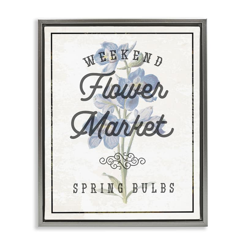 Stupell Weekend Flower Market Framed Floater Canvas Wall Art Design By Lil' Rue - 17 x 21 - Grey