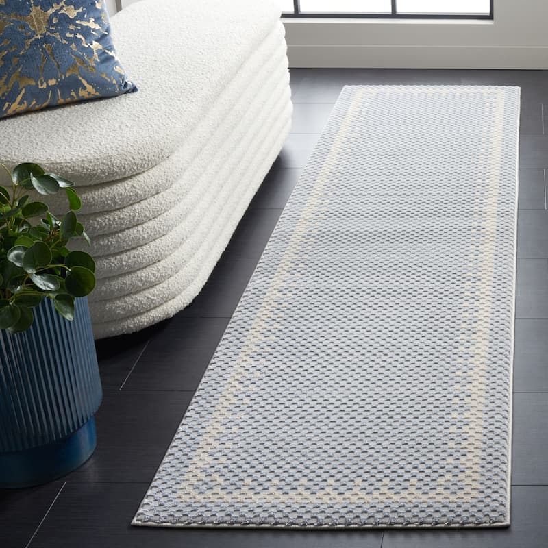 SAFAVIEH, Continental Wally Modern Rug - 2'2" x 7' Runner - Blue/Beige