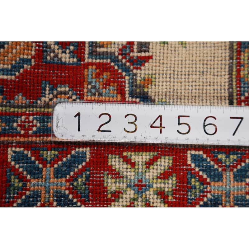 Ivory Kazak Foyer Rug Hand-Knotted Wool Carpet - 2'8"x 4'1"