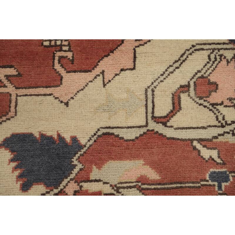 Hand Knotted Oriental 100% Wool Carpet Traditional Medallion Oranges & Rust Heriz (serapi) Area Rug - 10' 1'' X 8' 2''