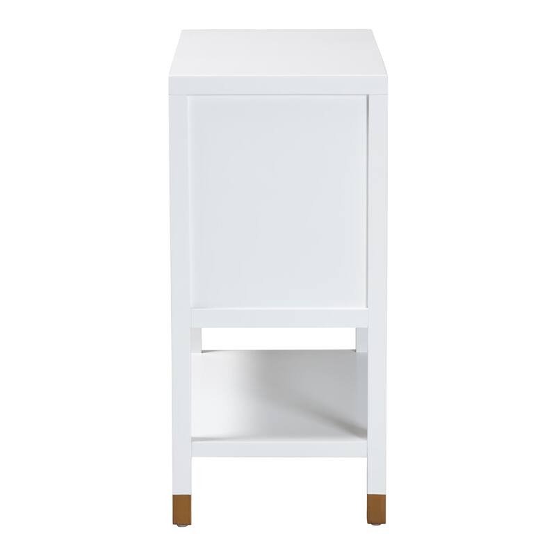 Aiden Fluted Sideboard - 2-Door Accent Storage Cabinet with Open Shelf and Raised Legs, Compact Entryway or Dining Room Cabinet
